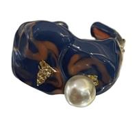 Eleganti anelli aperti con olio a goccia dipinto a mano e lamina d'oro in ceramica, accessorio regolabile per gli amanti dei gioielli