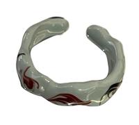 Eleganti anelli aperti con olio antigoccia dipinto a mano e lamina d'oro in ceramica per gli appassionati di moda per festival, Misura unica, come descritto, come descritto