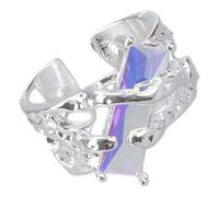 Eleganti anelli dal design aperto che mostrano pietre preziose e moderni gioielli per occasioni alla moda e alla moda, Misura unica, come descritto, come descritto
