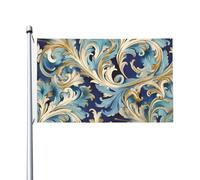 Eleganti bandiere fiorentine blu oro per esterni 9,6 x 1,5 m, bandiera da giardino stagionale su entrambi i lati bandiera con occhielli bandiera esterna per decorazioni per la casa sfondo fotografico