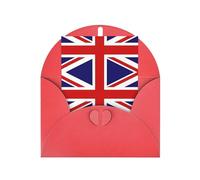 Eleganti biglietti di auguri rossi con buste abbinate, stampa bandiera del Regno Unito, vuoti, per compleanno, matrimonio, San Valentino