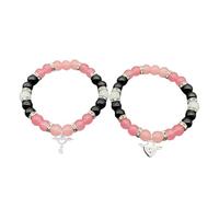 Eleganti braccialetti in corda elastica Y2k con perline assortite con ciondoli carini assortiti coppia braccialetti braccialetti perline distanza coppia per uomini donne, Misura unica, come descritto