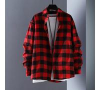 Eleganti camicie a scacchi rosse o nere da uomo a maniche lunghe top abbottonati