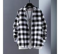 Eleganti camicie a scacchi rosse o nere da uomo a maniche lunghe top abbottonati