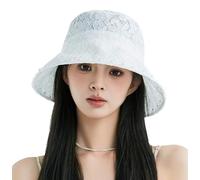 Eleganti cappelli da pescatore per le donne cappelli da sole in pizzo per le donne cappelli da pesca francese a tesa larga cappello da spiaggia morbido cappello estivo vacanza, bianco, Taglia unica