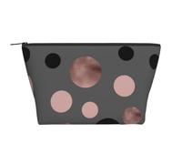 Eleganti cerchi neri finti rosa, Borsa da toilette Borsa per trucco Borsa per cosmetici Borsa da toilette da viaggio portatile
