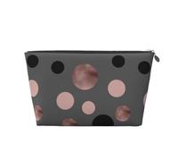 Eleganti cerchi neri finti rosa, Borsa da toilette Borsa per trucco Borsa per cosmetici Borsa da toilette da viaggio portatile
