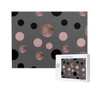 Eleganti cerchi neri finti rosa,Puzzle in legno da 500 pezzi, gioco di famiglia, puzzle per adulti e adolescenti, decorazioni per la casa