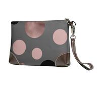 Eleganti cerchi neri rosa cipria in finto oro rosa,Borsa da polso in pelle PU, pochette da donna con cerniera, portafoglio e cinturino da polso