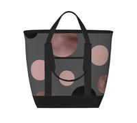 Eleganti cerchi neri rosa cipria in finto oro rosa,Borsa porta pranzo grande capacità isolata per donne e uomini, lavoro, picnic, viaggi