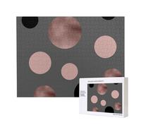 Eleganti cerchi neri rosa cipria in finto oro rosa,Puzzle in legno da 500 pezzi, gioco di famiglia, puzzle per adulti e adolescenti, decorazioni per la casa