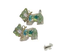 Eleganti Clip Per Capelli Con Anatroccolo Di Cristallo Verde Per Cani, Tornante Con Fiocco A Diamante Pieno Scintillante Per Razze Piccole, Accessorio Alla Moda Con Clip A Frange (32 G/paia, Verde)