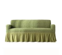 Eleganti Copridivani con Gonna A Balze in Seersucker Elasticizzato, Universali E Facili da Indossare, in Stile Country, per Poltrone, Divanetti, Chaise Longue. Green Large(170-230cm)