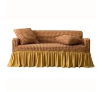Eleganti Copridivani con Gonna A Balze in Seersucker Elasticizzato, Universali E Facili da Indossare, in Stile Country, per Poltrone, Divanetti, Chaise Longue. Camel Left Chaise (150-190cm)