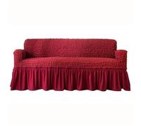 Eleganti Copridivani con Gonna A Balze in Seersucker Elasticizzato, Universali E Facili da Indossare, in Stile Country, per Poltrone, Divanetti, Chaise Longue. Red X-Large(230-300cm)