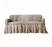 Eleganti Copridivani con Gonna A Balze in Seersucker Elasticizzato, Universali E Facili da Indossare, in Stile Country, per Poltrone, Divanetti, Chaise Longue. Khaki X-Large(230-300cm)