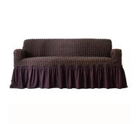 Eleganti Copridivani con Gonna A Balze in Seersucker Elasticizzato, Universali E Facili da Indossare, in Stile Country, per Poltrone, Divanetti, Chaise Longue. Coffee X-Large(230-300cm)