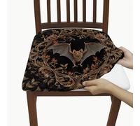 Eleganti coprisedia con motivo a pipistrello, elasticizzati e lavabili, in spandex con design floreale, fodere decorative gotiche per la decorazione della casa e della sala da pranzo, 2 pezzi