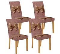 Eleganti coprisedia per sala da pranzo, elasticizzati e lavabili, con motivo a fiocco, in spandex, fodere decorative per arredamento moderno della cucina, 4 pezzi