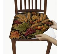 Eleganti coprisedili per sedie con foglie autunnali, elasticizzati, rimovibili, in spandex, con motivo grano e uva, fodere decorative stagionali per casa e sala da pranzo, 4 pezzi
