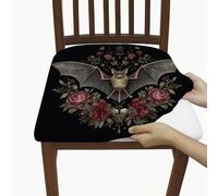 Eleganti coprisedili per sedie con motivo floreale a pipistrello, in spandex elasticizzato, con teschio e rosa, fodere decorative gotiche per la decorazione della casa e della sala da pranzo, 4 pezzi
