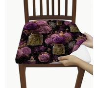 Eleganti coprisedili per sedie con motivo floreale viola, elasticizzati, lavabili in spandex, con design vintage a barattolo, fodere decorative per Halloween per casa e sala da pranzo, 6 pezzi