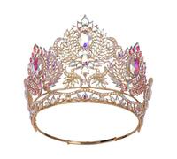 Eleganti corone di cristallo con pettine per donne belle principesse diadema per compleanno e celebrazione speciale, Diameter 16.5cm, height 11.8cm, Lega