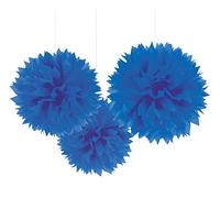 Eleganti decorazioni di carta da appendere, colore blu reale, 40,6 cm, 3 pezzi, ideali per feste ed eventi