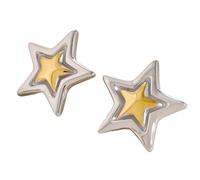 Eleganti Due Toni Geometrici Tacchetti Orecchini Per Le Donne Ragazze Confortevoli Ed Eleganti Orecchini Del Orecchino Gioielli Fatti A Mano Oro Argento Orecchini, Taglia unica, come descritto