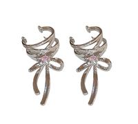 Eleganti e alla moda Bowknot Orecchini a nastro e unico metallo Hollow Line Ear Clips Ornamento Trendy Bowknot Ear Cuff Elegante Dolce Metallo Hollow Line Orecchini