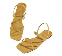 Eleganti e comodi sandali piatti con cinturino, perfetti per un look estivo casual e alla moda, ideali per tutti i giorni. Leggeri e facili indossare, perfetti per le passeggiate (Yellow, 41)
