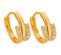 Eleganti e delicati orecchini a cerchio a forma di U con elegante design oro/- perfetti per l'uso quotidiano e come orecchini da champagne, Taglia unica, Rame, Non pietra preziosa