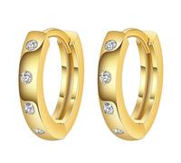Eleganti e versatili orecchini micro intarsiati con zirconi (rame puro, zirconi, placcati in oro 14 kt)