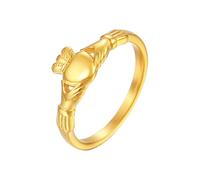 Eleganti fedi nuziali irlandesi Claddagh realizzate in acciaio robusto color oro, decorazione per celebrare l'amore e gli accessori per il matrimonio, Gold-color, come descritto, come descritto