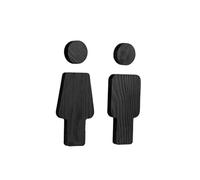 Eleganti insegne da bagno in legno massello nero - Cartello for bagno uomo e donna, accessori for la casa, decorazioni da parete(Black)