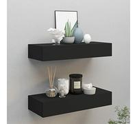 Eleganti mensole da parete per cassetti, colore nero, 40 x 23,5 x 10 cm, in MDF, per casa, ufficio, cucina, soluzioni funzionali per decorare le pareti e risparmiare spazio, 2 pezzi