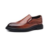 Eleganti Mocassini Slip-On da Uomo Brogues Scarpe Casual Lavoro, Leggere Traspiranti Resistenti all'Usura Antiscivolo,Marrone,39 EU