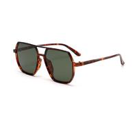 Eleganti occhiali da sole aviatore per uomo e donna accessorio di moda urbano con design retrò per uso casual e quotidiano (Tartaruga Marrone/Verde)