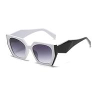 Eleganti occhiali da sole cat-eye con aste larghe per donna, perfetti per viaggi all'aperto, fotografia di strada, protezione solare, protezione UV e lenti polarizzate, bianco su nero, 140*144*46