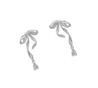 Eleganti orecchini a bottone con fiocco e zirconia cubica, gioielli delicati a forma di gioiello per tutti i giorni o per feste, eleganti orecchini dal design elegante