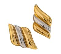 Eleganti orecchini a bottone geometrici bicolore per donne ragazze accessori per le orecchie comodi ed eleganti gioielli fatti a mano eleganti accessori per le orecchie, Misura unica, come descritto