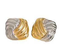 Eleganti orecchini a bottone geometrici bicolore per donne ragazze accessori per le orecchie comodi ed eleganti gioielli fatti a mano eleganti accessori per le orecchie, Misura unica, come descritto