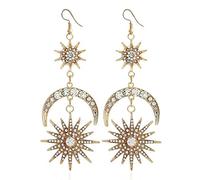 Eleganti Orecchini a Bottone per Le Donne Luna Orecchini a Forma di Strass di Cristallo a Forma di Sole Orecchini a Bottone da Festa affascinanti, Oro novità Attractive