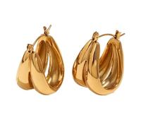 Eleganti Orecchini A Cerchio A Forma U Double U In Acciaio Impermeabile Con Orecchini Impermeabili Oro 18k