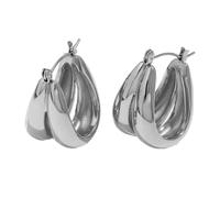 Eleganti Orecchini A Cerchio A Forma U Double U In Acciaio Impermeabile Con Orecchini Impermeabili Oro 18k