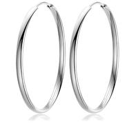 Eleganti orecchini a cerchio in argento 925 da 3,8 cm per donne, cerchi rotondi lucidati, design confortevole per orecchie sensibili, diametro 30 mm, argento, senza pietre preziose