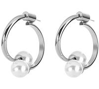 Eleganti orecchini a cerchio in metallo a doppia curva con perle, piccoli orecchini a perno per donne gioielli regalo, Color2 trattamento intelligente