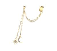 Eleganti orecchini a clip in lega d'oro e argento con ciondoli a forma di stella della luna, gioielli geometrici fatti a mano, per donne e ragazze, gioielli per feste, orecchini per ragazze, Taglia