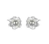 Eleganti orecchini a fiore di camelia-Design color argento a base di rame con centro perla, ideale per abiti da sposa e giornalieri, di alta qualità, lusso leggero