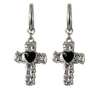 Eleganti orecchini a forma di croce per le donne abbaglianti cristallo zircone croce orecchio fibbia hiphop party moda donna moda orecchini, Misura unica, come descritto, come descritto